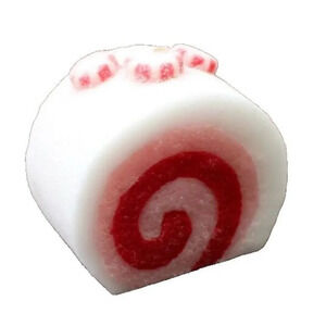 New Red / White Christmas Peppermint Candy Swirl Figural Candle Food W/ Glitter